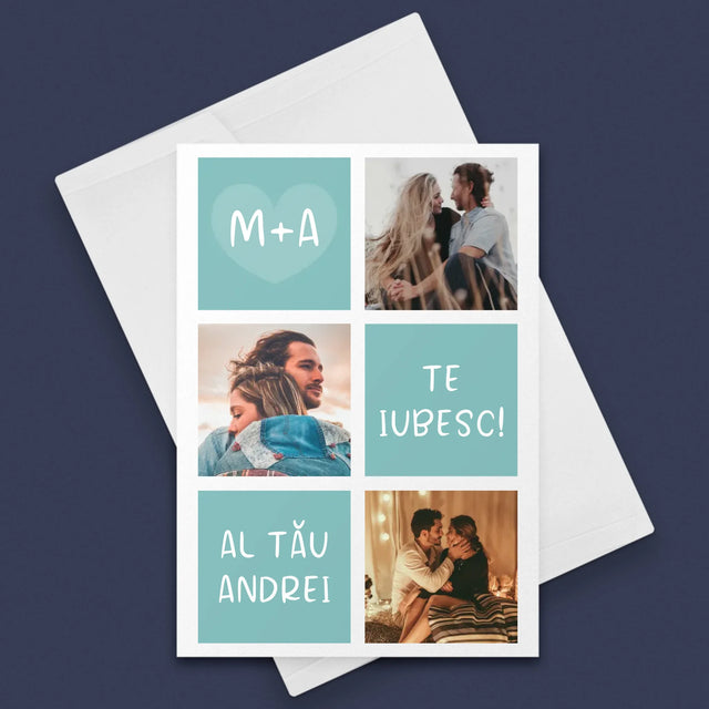 Colaj De Fotografii: Te Iubesc Inițiale - Card Cu Felicitări