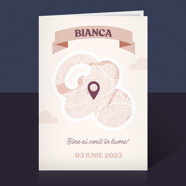 Harta Oraș: Harta Orașului: Bine Ai Venit În Lume - Card Cu Felicitări