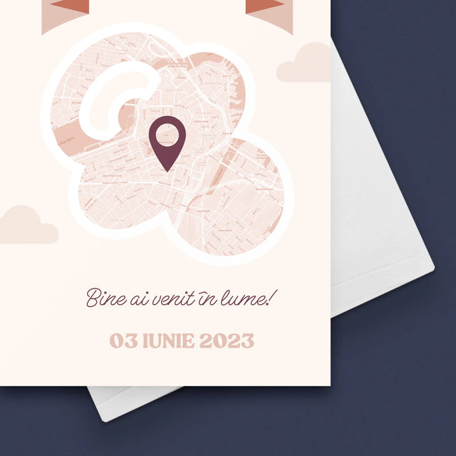 Harta Oraș: Harta Orașului: Bine Ai Venit În Lume - Card Cu Felicitări