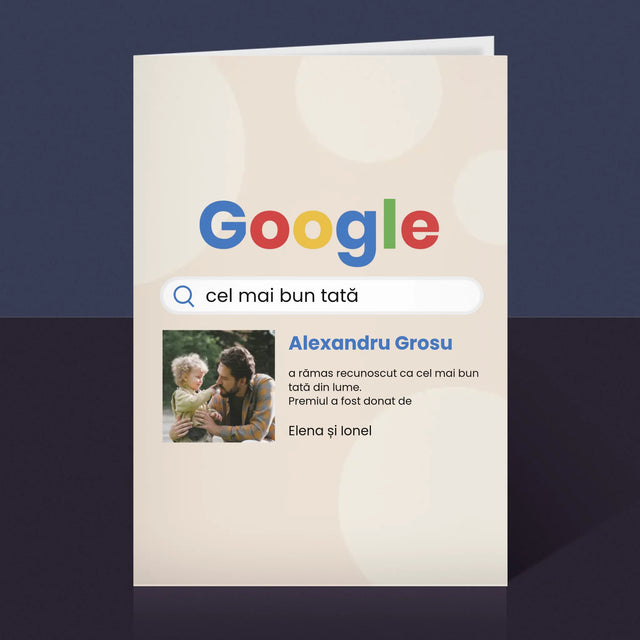 Fotografie Si Semnătură: Cel Mai Bun Scor Google Pentru Tată - Card Cu Felicitări