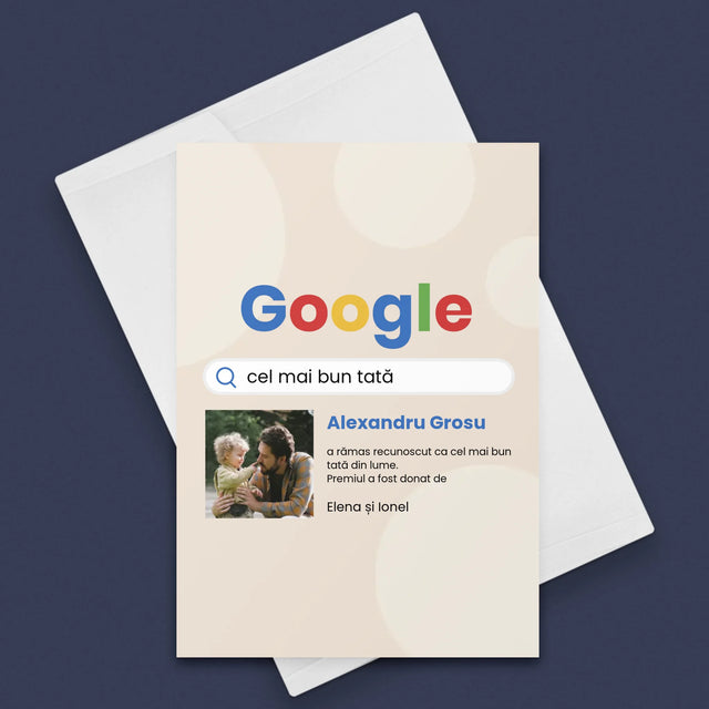 Fotografie Si Semnătură: Cel Mai Bun Scor Google Pentru Tată - Card Cu Felicitări