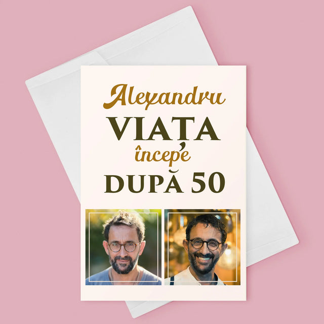 Colaj De Fotografii: Viața Începe După 50 - Card Cu Felicitări