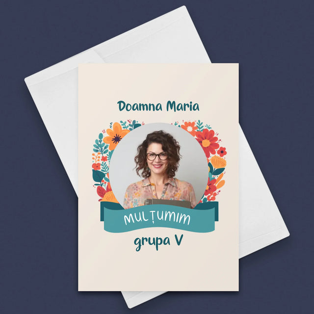 Fotografie Si Semnătură: Mulțumesc Profesorului Preșcolar - Card Cu Felicitări