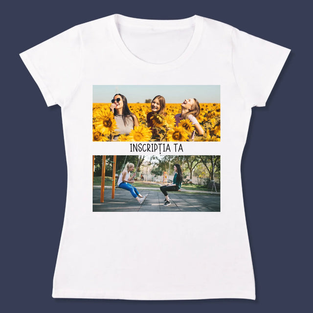 Colaj De Fotografii: 2 Fotografii Cu Inscripție - Tricou Pentru Femei
