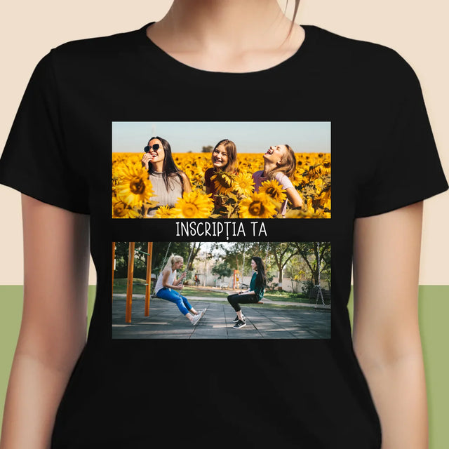 Colaj De Fotografii: 2 Fotografii Cu Inscripție - Tricou Pentru Femei