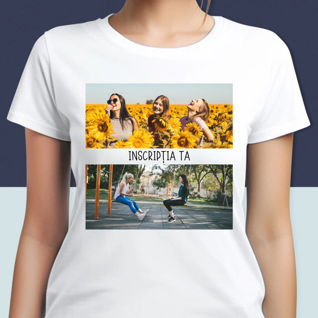 Colaj De Fotografii: 2 Fotografii Cu Inscripție - Tricou Pentru Femei