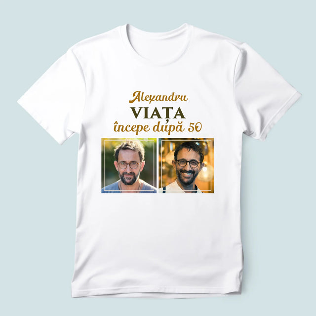 Colaj De Fotografii: Viața Începe După 50 - Tricou Pentru Bărbați