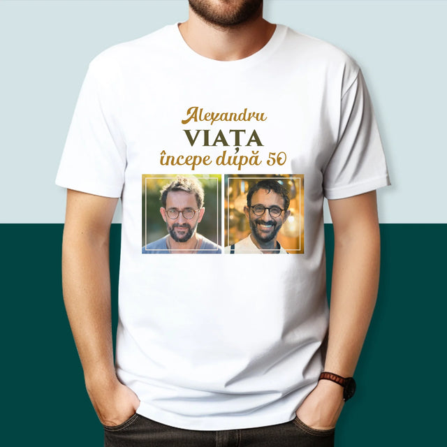 Colaj De Fotografii: Viața Începe După 50 - Tricou Pentru Bărbați