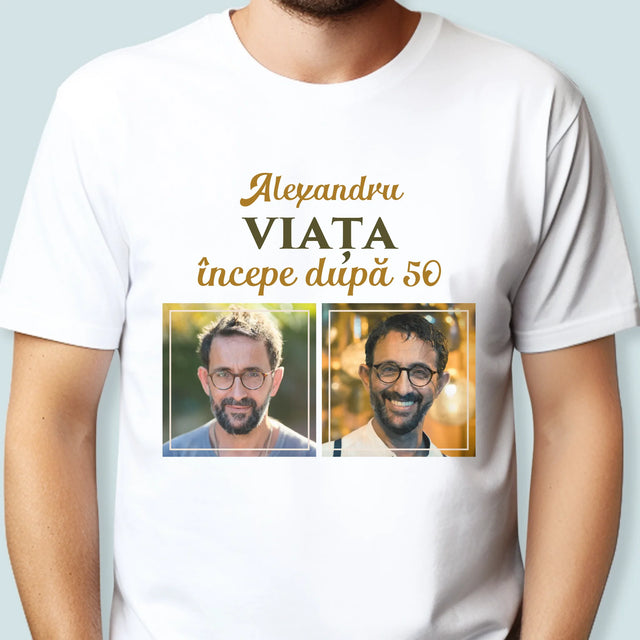 Colaj De Fotografii: Viața Începe După 50 - Tricou Pentru Bărbați