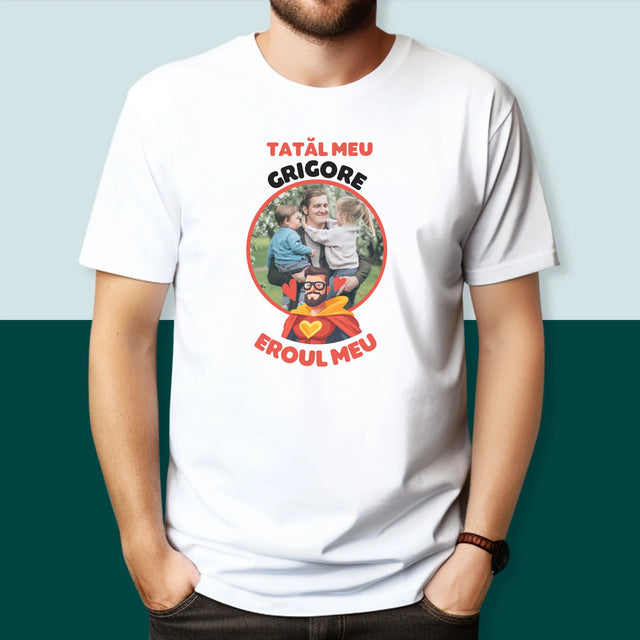 Fotografie Si Semnătură: Tată Eroul Meu - Tricou Pentru Bărbați