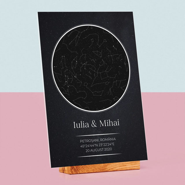 Harta Stelelor: Harta Stelelor: Pentru Îndrăgostiți - Imprimare Pe Sticlă Acrilică (Verticală)