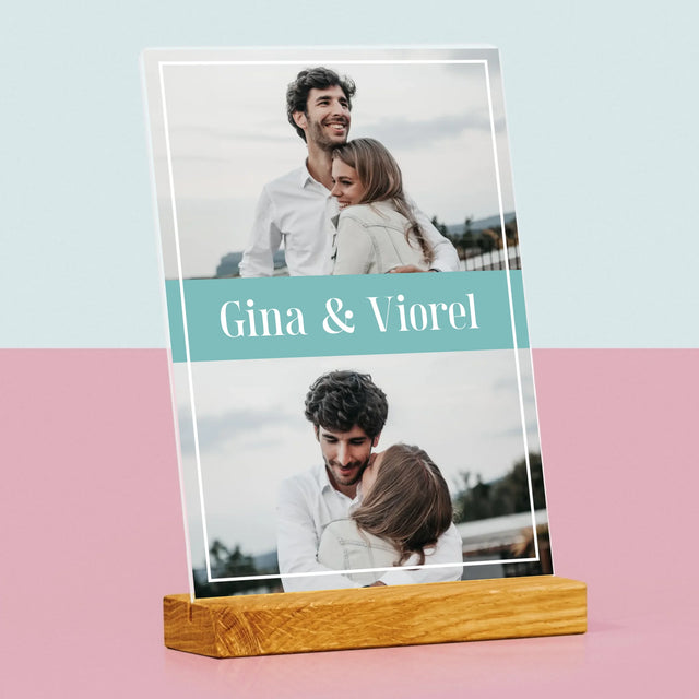 Colaj De Fotografii: Cuplu Nume - Imprimare Pe Sticlă Acrilică (Verticală)