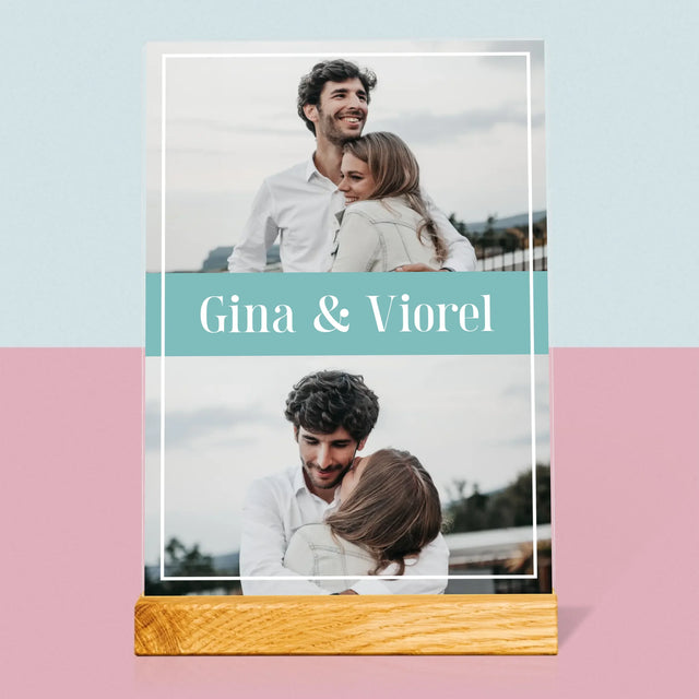 Colaj De Fotografii: Cuplu Nume - Imprimare Pe Sticlă Acrilică (Verticală)