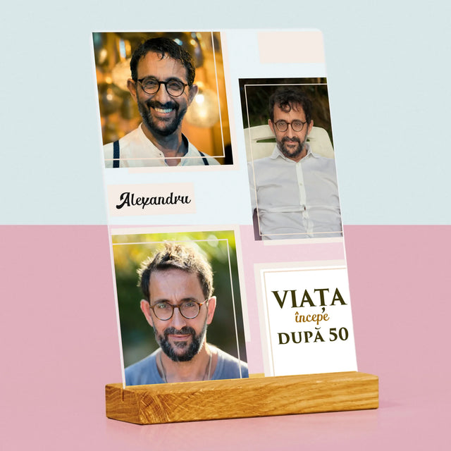Colaj De Fotografii: Viața Începe După 50 - Imprimare Pe Sticlă Acrilică (Verticală)