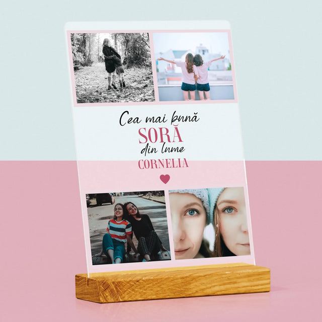 Colaj De Fotografii: Cea Mai Bună Soră Din Lume - Imprimare Pe Sticlă Acrilică (Verticală)