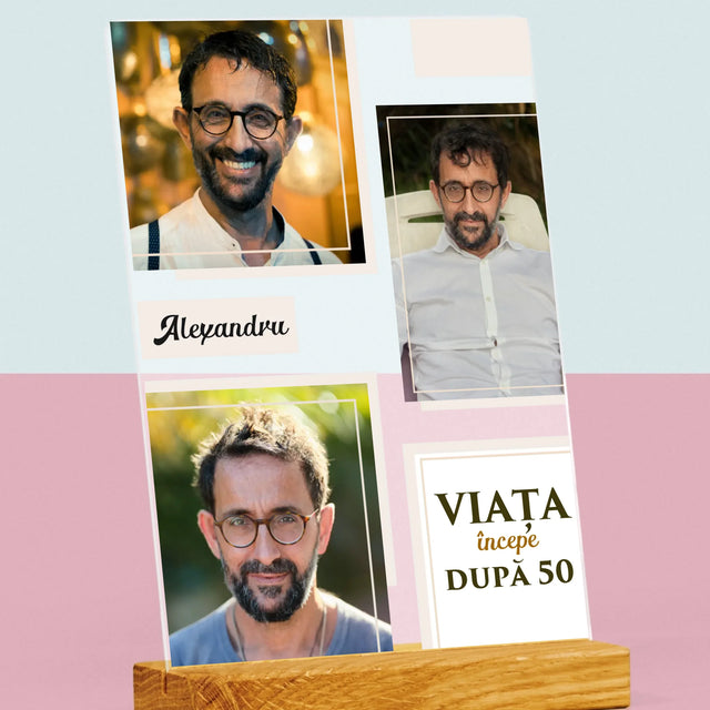 Colaj De Fotografii: Viața Începe După 50 - Imprimare Pe Sticlă Acrilică (Verticală)