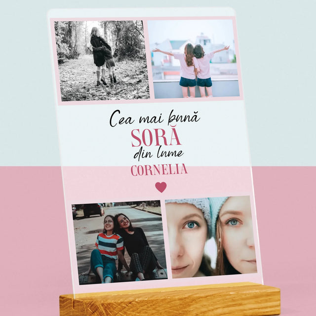 Colaj De Fotografii: Cea Mai Bună Soră Din Lume - Imprimare Pe Sticlă Acrilică (Verticală)