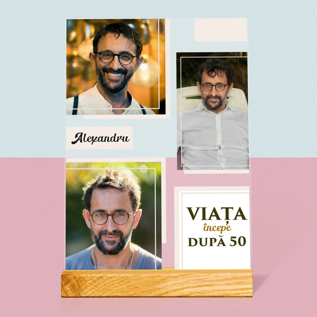 Colaj De Fotografii: Viața Începe După 50 - Imprimare Pe Sticlă Acrilică (Verticală)