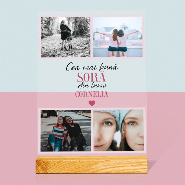 Colaj De Fotografii: Cea Mai Bună Soră Din Lume - Imprimare Pe Sticlă Acrilică (Verticală)