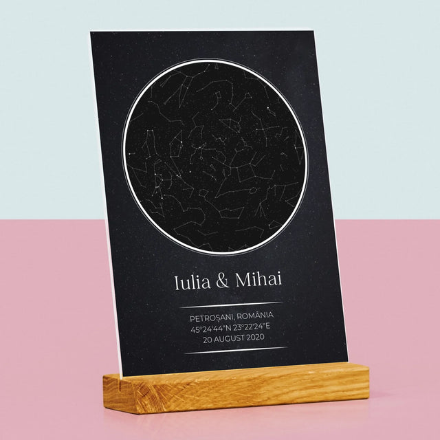 Harta Stelelor: Harta Stelelor: Pentru Îndrăgostiți - Imprimare Pe Sticlă Acrilică (Verticală)