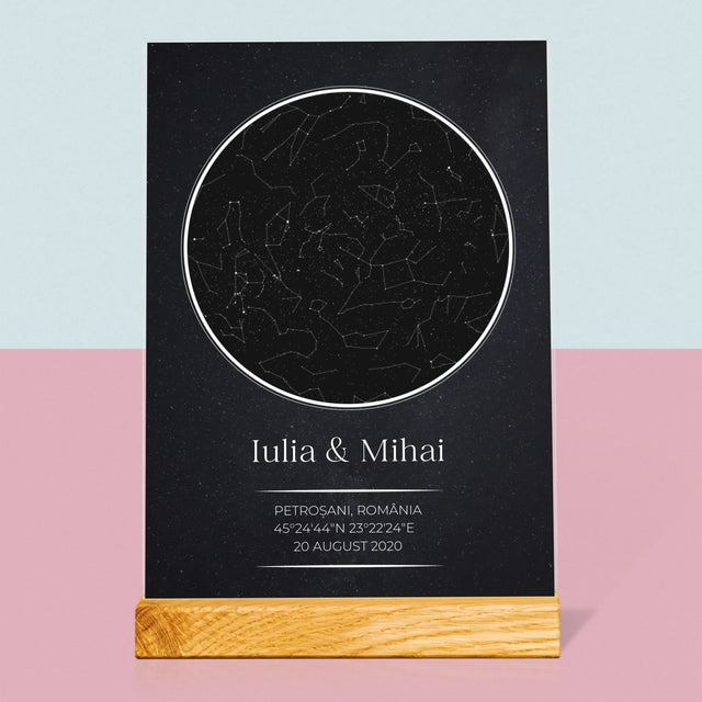 Harta Stelelor: Harta Stelelor: Pentru Îndrăgostiți - Imprimare Pe Sticlă Acrilică (Verticală)