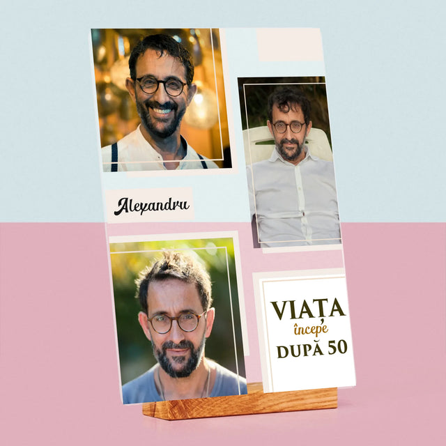 Colaj De Fotografii: Viața Începe După 50 - Imprimare Pe Sticlă Acrilică (Verticală)