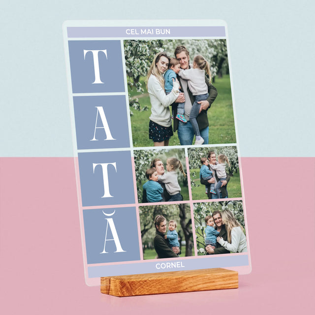 Colaj De Fotografii: Cel Mai Bun Tată - Imprimare Pe Sticlă Acrilică (Verticală)