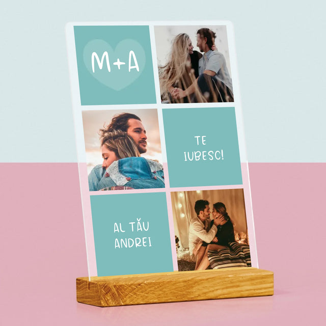 Colaj De Fotografii: Te Iubesc Inițiale - Imprimare Pe Sticlă Acrilică (Verticală)