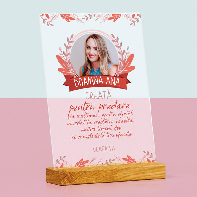 Fotografie Si Semnătură: Creată Pentru A Preda - Imprimare Pe Sticlă Acrilică (Verticală)