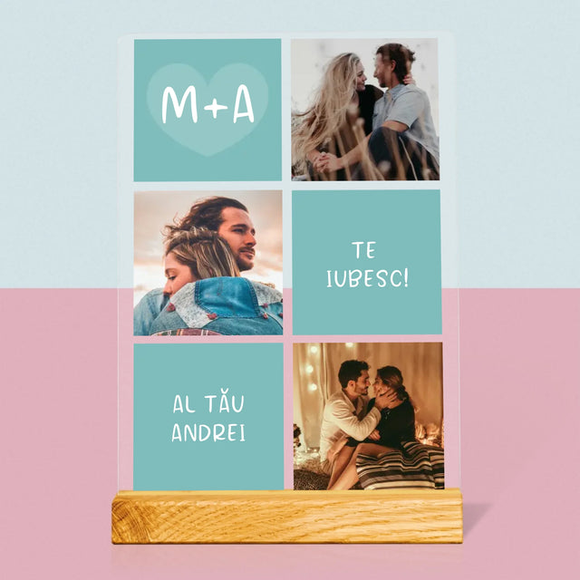 Colaj De Fotografii: Te Iubesc Inițiale - Imprimare Pe Sticlă Acrilică (Verticală)