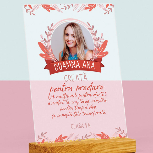 Fotografie Si Semnătură: Creată Pentru A Preda - Imprimare Pe Sticlă Acrilică (Verticală)