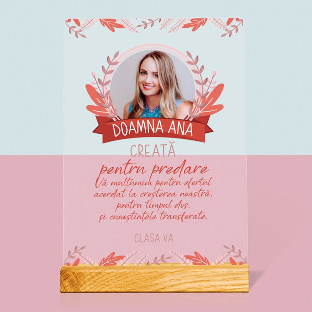 Fotografie Si Semnătură: Creată Pentru A Preda - Imprimare Pe Sticlă Acrilică (Verticală)