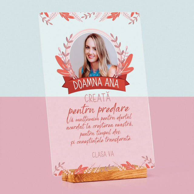 Fotografie Si Semnătură: Creată Pentru A Preda - Imprimare Pe Sticlă Acrilică (Verticală)