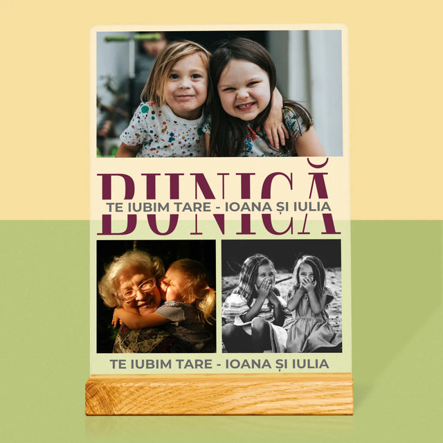 Colaj De Fotografii: Bunică Trăsături De Caracter - Imprimare Pe Sticlă Acrilică (Verticală)