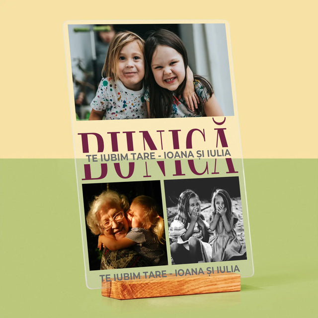 Colaj De Fotografii: Bunică Trăsături De Caracter - Imprimare Pe Sticlă Acrilică (Verticală)