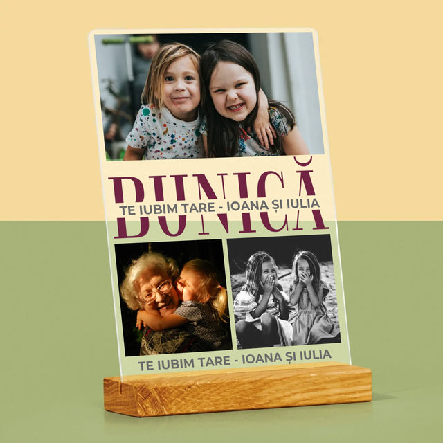 Colaj De Fotografii: Bunică Trăsături De Caracter - Imprimare Pe Sticlă Acrilică (Verticală)