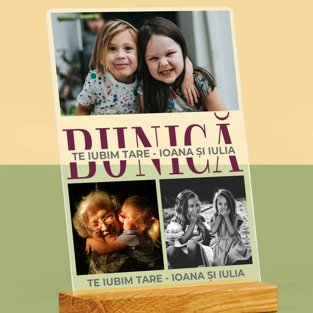 Colaj De Fotografii: Bunică Trăsături De Caracter - Imprimare Pe Sticlă Acrilică (Verticală)