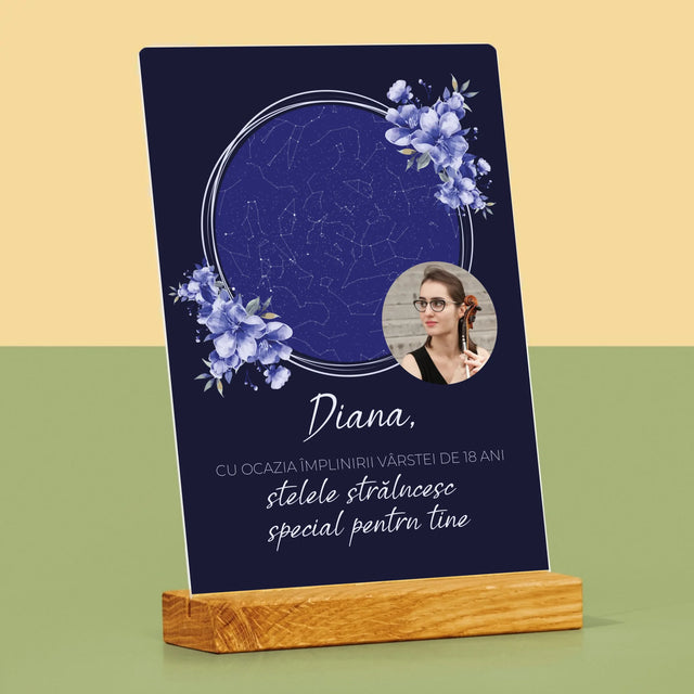 Harta Stelelor: Harta Stelelor: Stelele Strălucesc Pentru A-Ți Sărbători Ziua De Naștere - Imprimare Pe Sticlă Acrilică (Verticală)