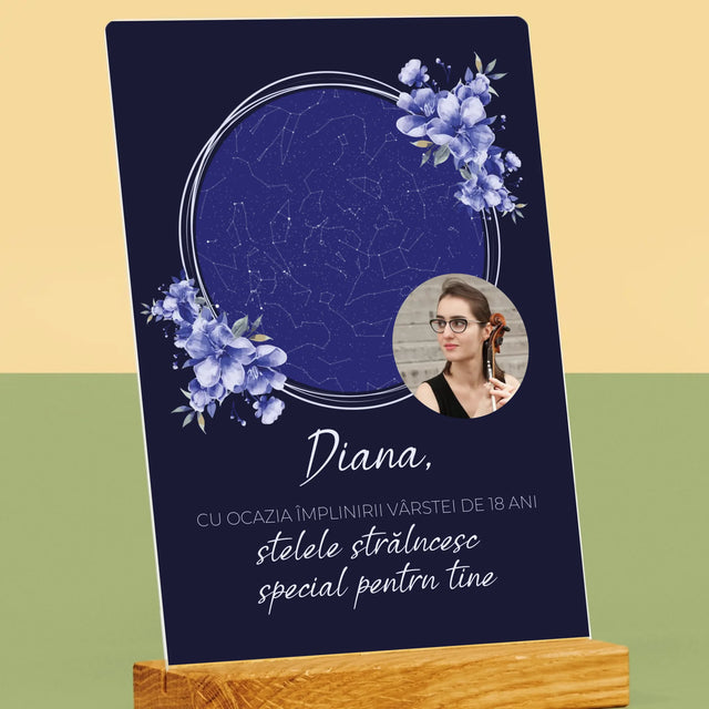 Harta Stelelor: Harta Stelelor: Stelele Strălucesc Pentru A-Ți Sărbători Ziua De Naștere - Imprimare Pe Sticlă Acrilică (Verticală)