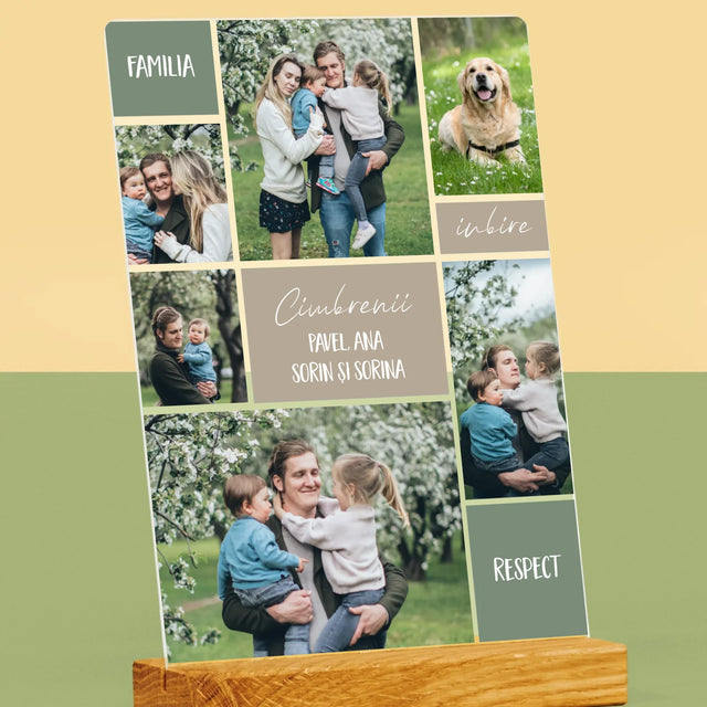 Colaj De Fotografii: Familia Colaj Din Fotografii - Imprimare Pe Sticlă Acrilică (Verticală)