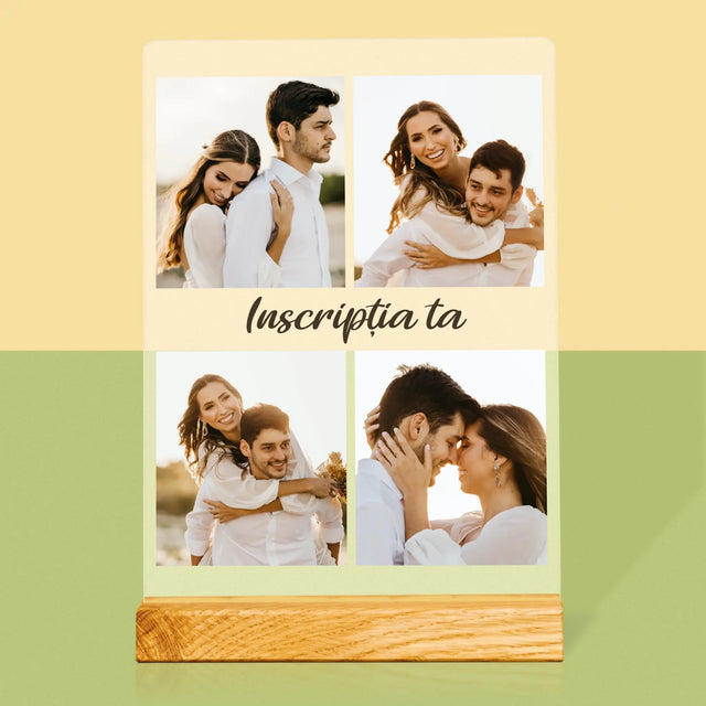 Colaj De Fotografii: 4 Fotografii Cu Inscripție - Imprimare Pe Sticlă Acrilică (Verticală)