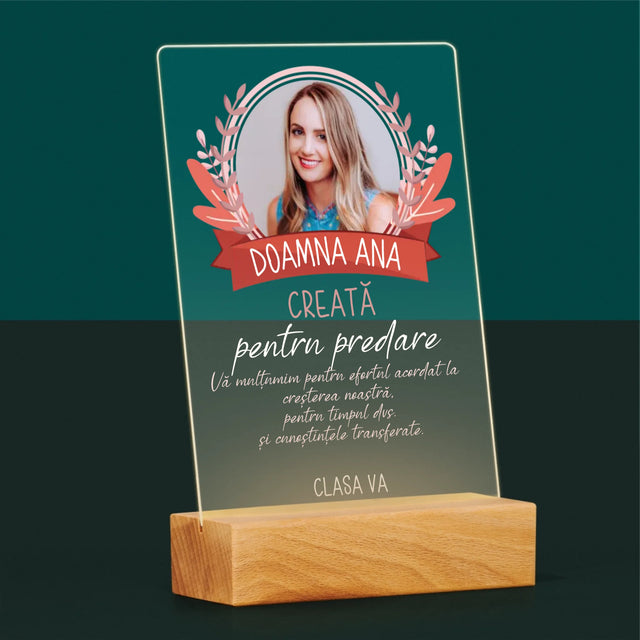 Fotografie Si Semnătură: Creată Pentru A Preda - Imprimare Pe Sticlă Acrilică (Verticală)