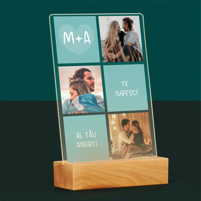 Colaj De Fotografii: Te Iubesc Inițiale - Imprimare Pe Sticlă Acrilică (Verticală)