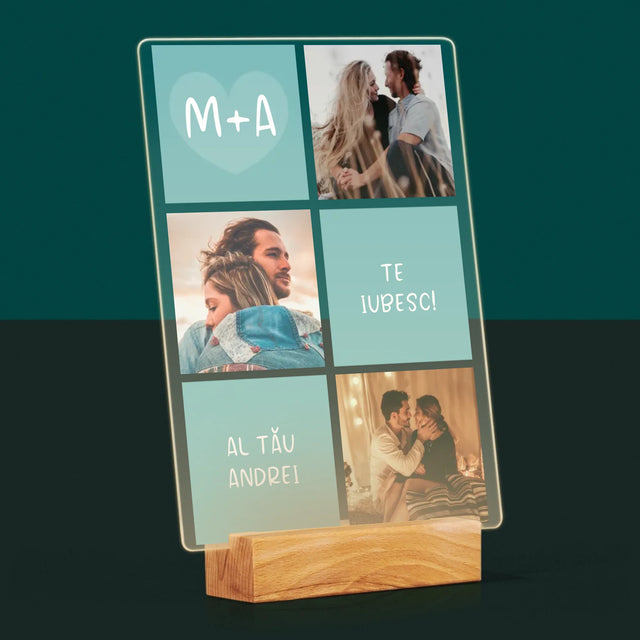 Colaj De Fotografii: Te Iubesc Inițiale - Imprimare Pe Sticlă Acrilică (Verticală)