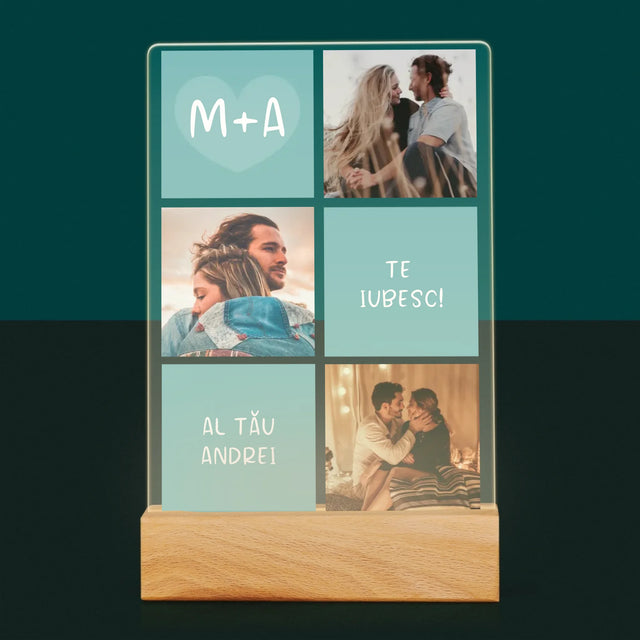 Colaj De Fotografii: Te Iubesc Inițiale - Imprimare Pe Sticlă Acrilică (Verticală)