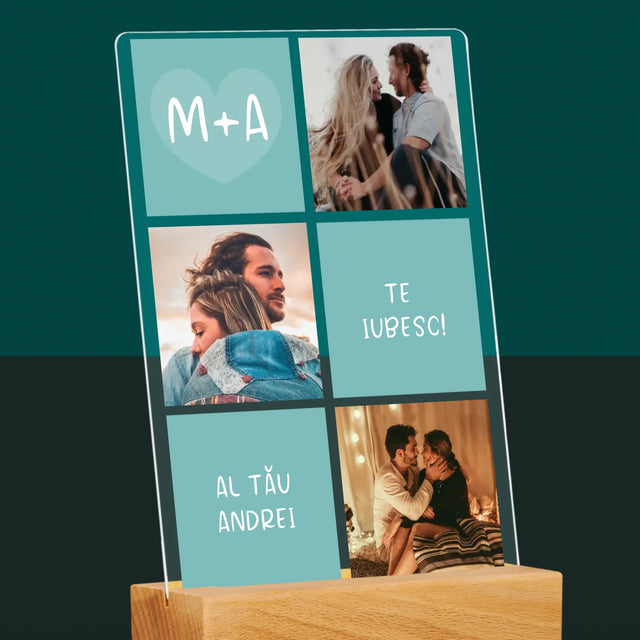 Colaj De Fotografii: Te Iubesc Inițiale - Imprimare Pe Sticlă Acrilică (Verticală)