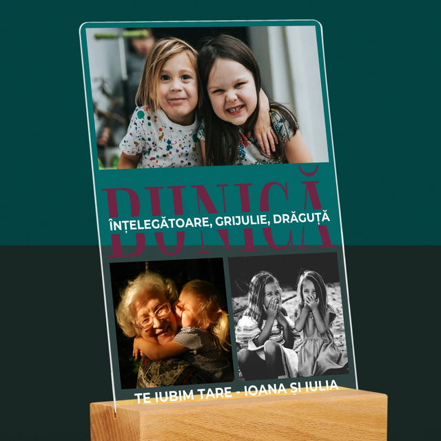 Colaj De Fotografii: Bunică Trăsături De Caracter - Imprimare Pe Sticlă Acrilică (Verticală)