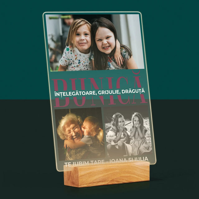 Colaj De Fotografii: Bunică Trăsături De Caracter - Imprimare Pe Sticlă Acrilică (Verticală)