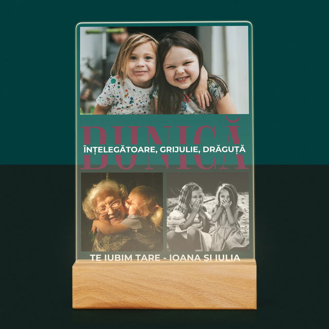 Colaj De Fotografii: Bunică Trăsături De Caracter - Imprimare Pe Sticlă Acrilică (Verticală)