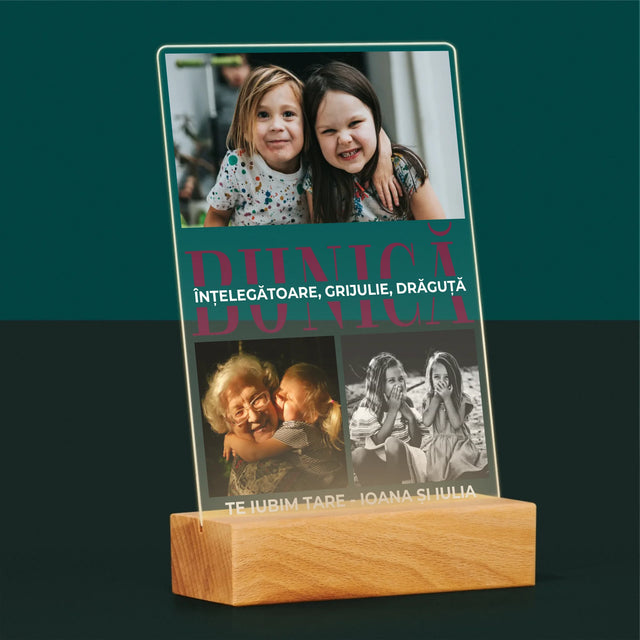 Colaj De Fotografii: Bunică Trăsături De Caracter - Imprimare Pe Sticlă Acrilică (Verticală)